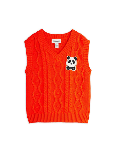 Gilet in maglia rosso con patch per bambina Mini Rodini 2572012442 RED 
