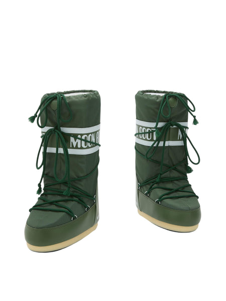 Stivale icon in nylon verde per bambini Moon Boot 80D1400440 G016 