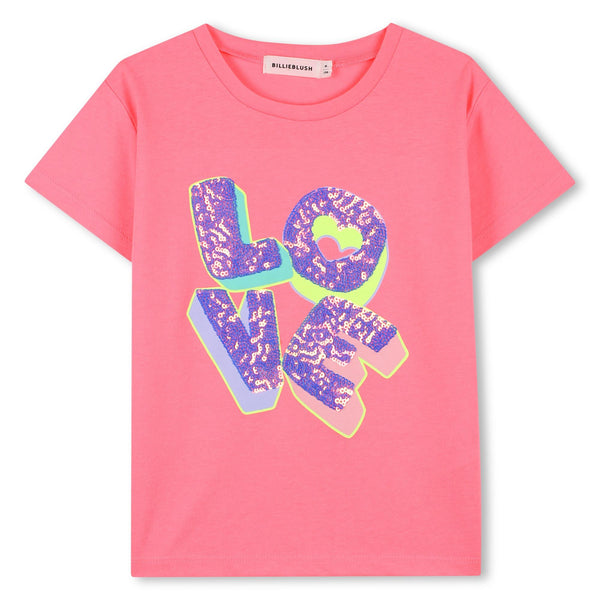 T-shirt rosa fluo con paillettes per bambina BILLIEBLUSH U21957 499 