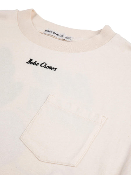 T-shirt panna con logo e stampa per neonati e bambini Bobo Choses B126AC019 UNI 