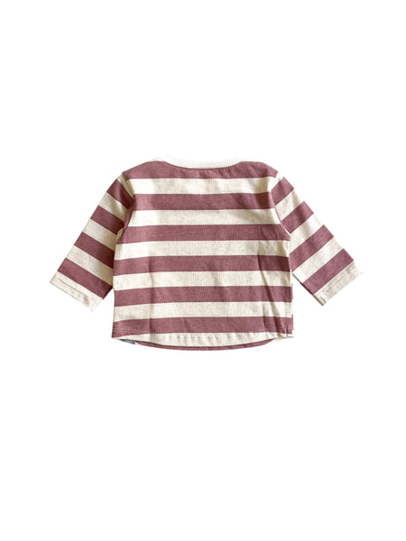 T-shirt a righe ecrù e terracotta per neonati Snug 933AY6S105G49 0082 