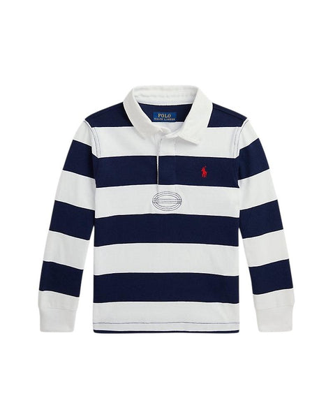 Polo a righe bianche e blu con logo per neonato e bambino<BR/><BR/> Ralph Lauren Kids 322932280001 WHITE/NAVY 