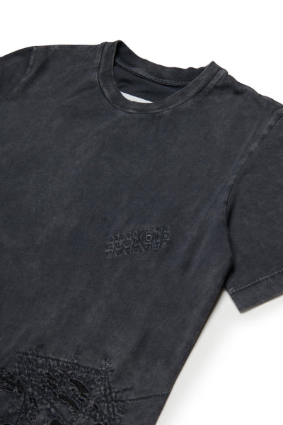 T-shirt nera con rotture per bambini MM6 Maison Margiela M60874 M6900 