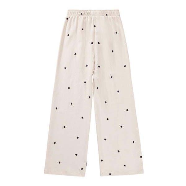 Pantalone beige in felpa con cuori ricamati all over per neonata e bambina Molo ANNA 9536 