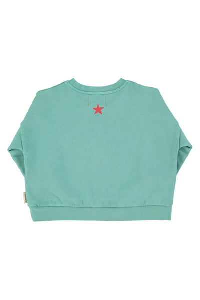 Felpa turchese con stampa per neonati e bambini Piupiuchick SS6.FLP2603A TURQUOISE 