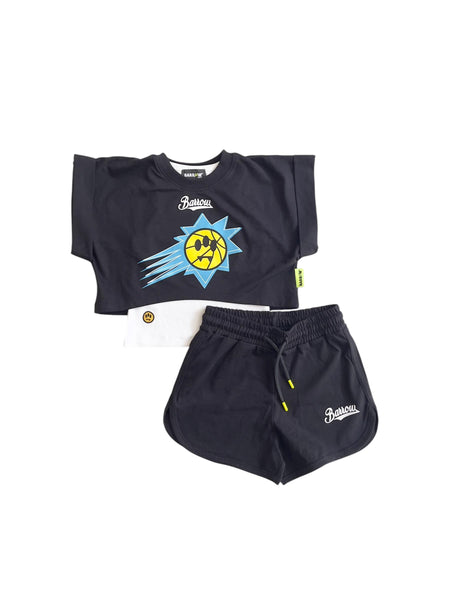 Completo nero con logo per bambina Barrow S6BKJGTR189 110 