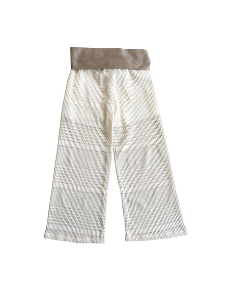 Pantalone in maglia con fiocco tortora per bambina Lulù by Miss Grant LL4266 LATTE 