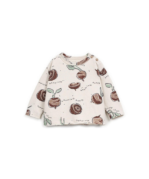T-shirt panna con stampa all over per neonato Play up 1AR11005 E741N 