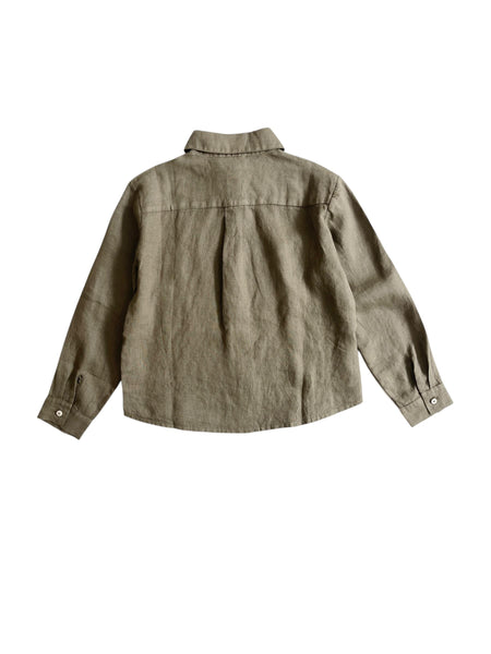 Camicia verde in lino per neonato e bambino Fiorile 1447 914 