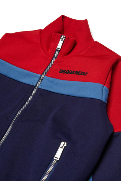 Felpa aperta color block per bambino Dsquared2 DQ2998-D0AFG DQ864 