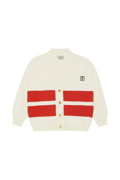 Cardigan in maglia panna con righe rosse per bambino The Campamento TC-SS26-59 ECRU 