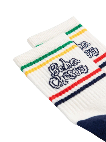 Calzino bianco con logo e righe multicolor per neonati e bambini Bobo Choses B126AI043 UNI 