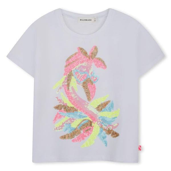 T-shirt bianca con paillettes per neonata e bambina BILLIEBLUSH U21922 10P 