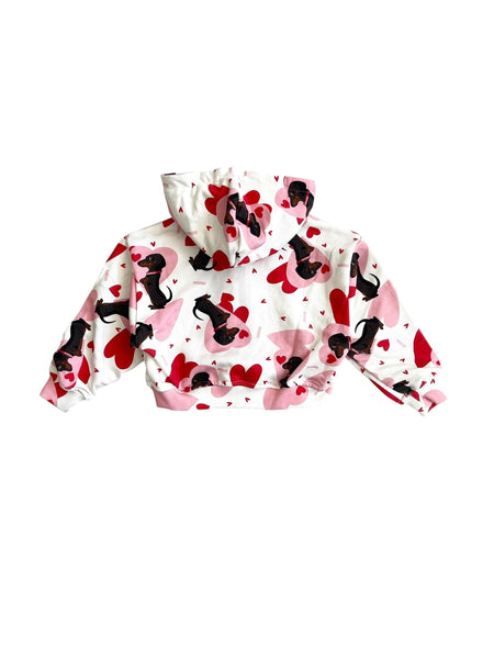 Felpa aperta con cappuccio e stampa all over per neonata e bambina Mousse kids LKHZ130 BASSET 