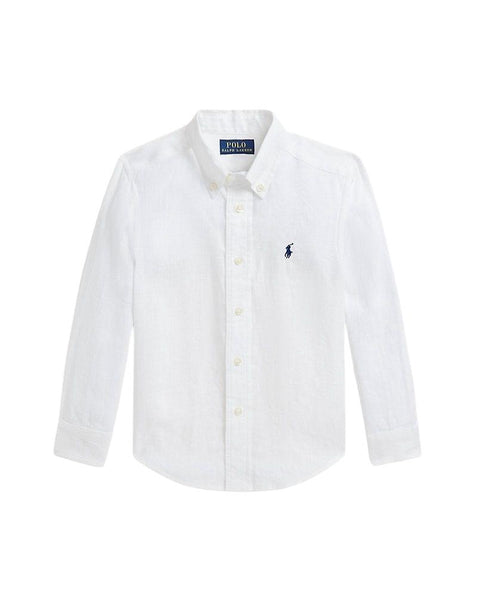 Camcia bianca in lino con logo per neonato e bambino Ralph Lauren Kids 322967600003 WHITE 