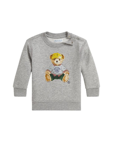Felpa grigio chiaro con stampa per neonato Ralph Lauren Kids 320P00514001 GREY 