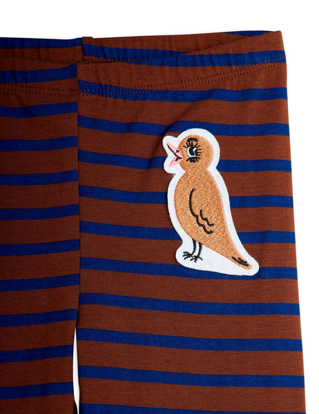 Leggings a righe marrone e blu con patch per neonata e bambina Mini Rodini 2573012316 BROWN 