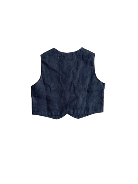 Gilet in lino blu per neonato Fiorile 1509 024 