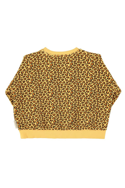 Felpa gialla stampa animalier per neonata e bambina Piupiuchick SS26.FLP2602 MUSTARD 