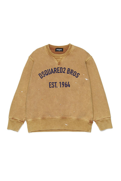 Felpa sabbia con logo per bambino Dsquared2 DQ3189 DQ730 