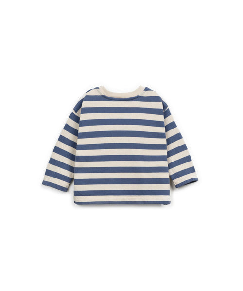 T-shirt a righe panna e blu per neonato Play up 1AR11003 R325B 