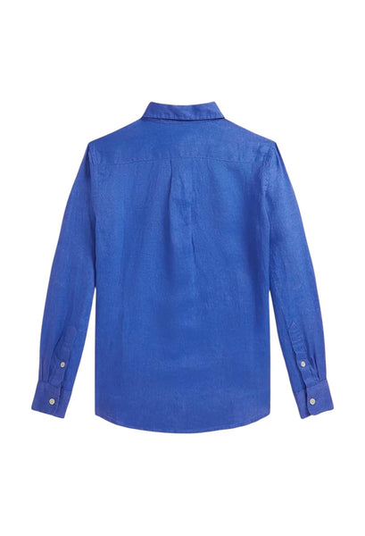 Camicia in lino blu con logo per bambino Ralph Lauren Kids 323967600501 IRIS BLUE 