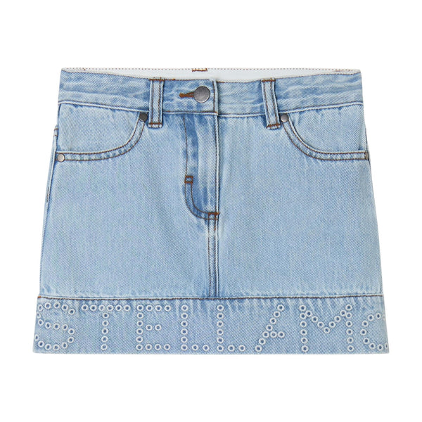 Gonna in denim chiaro con logo per bambina Stella McCartney kids TY7A51 600 