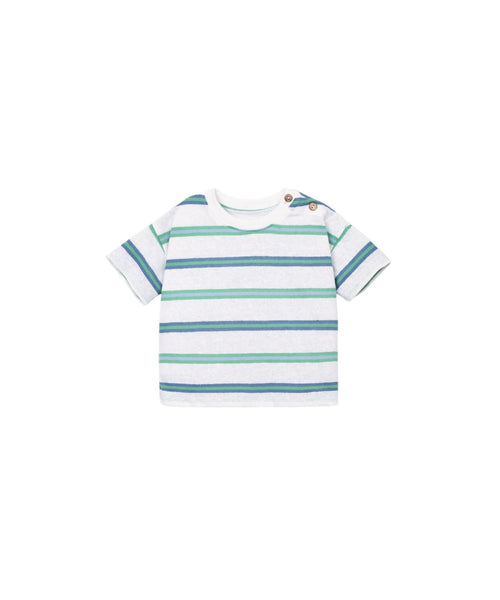 T-shirt bianca in maglia a righe multicolor per neonato Play up 1AS11052 R361B 