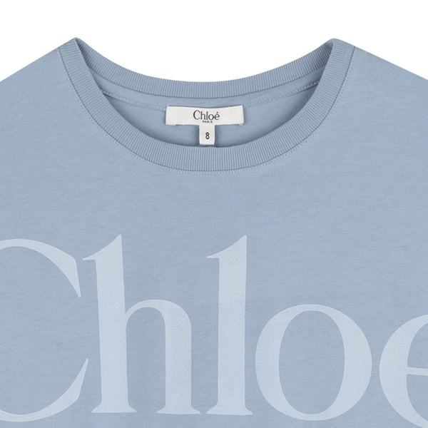 T-shirt celeste con logo per bambina Chloé C20859 821 