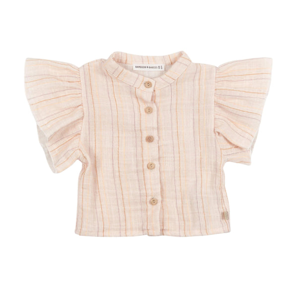 Camicia rosa a righe multicolor per neonata Bamboom 1106TE00070 STRIPE PINK 