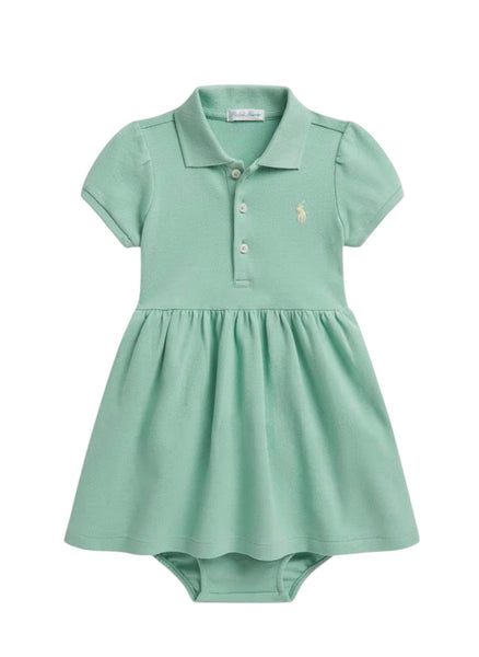 Abito verde acqua con logo per neonata Ralph Lauren Kids 310934961501 CELADON 