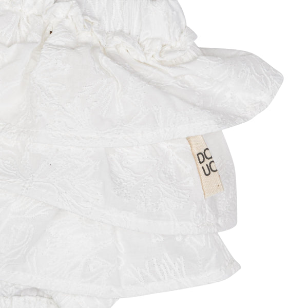 Gonna bianca a balze con culotte e ricami per neonata Doudou DY7011 100 