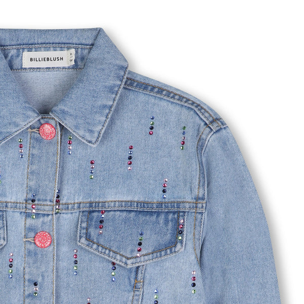 Giubbino in denim con strass multicolor applicati per bambina BILLIEBLUSH U21902 Z18 