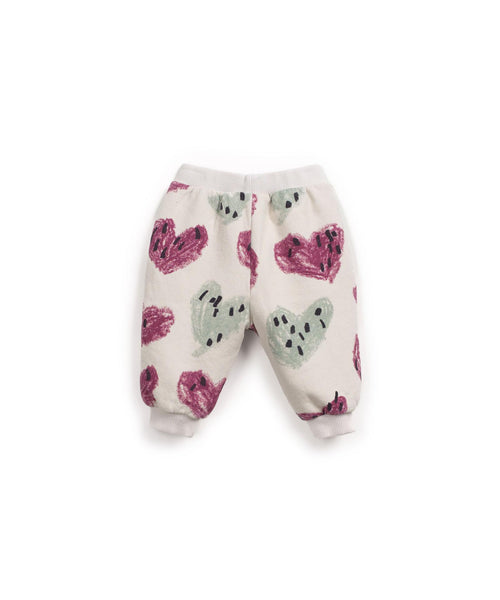 Pantalone in felpa panna con stampa all over per neonata Play up 2AR11602 E712N 