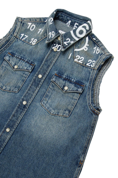 Abito in denim con logo per bambina MM6 Maison Margiela M60945 M601 