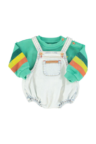 Pagliaccetto in denim chiaro per neonati Piupiuchick SS26.BB2606 DENIM 