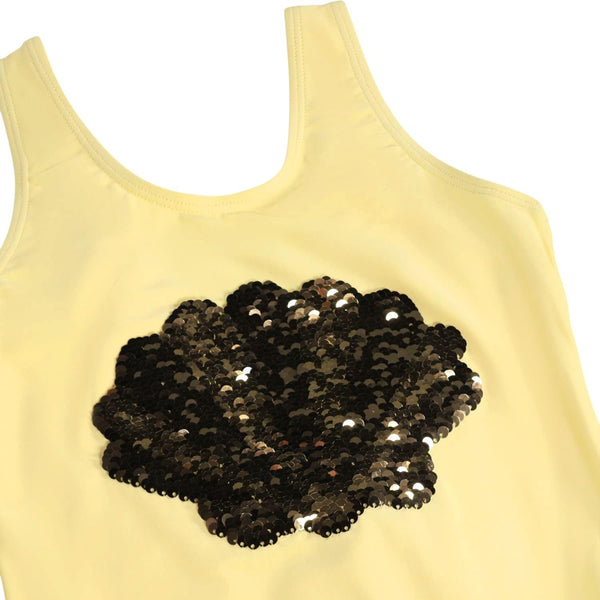 Cosrtume intero giallo con applicazione con paillettes per neonata e bambina Molo NIKA 5217 