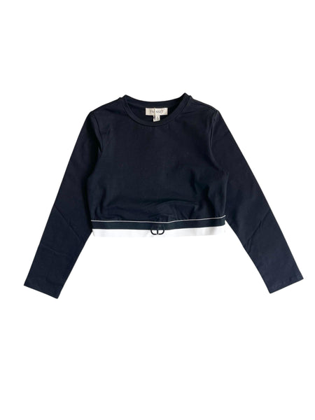 T-shirt nera con bande bianche per bambina Twin set 252GJ2322 00006 