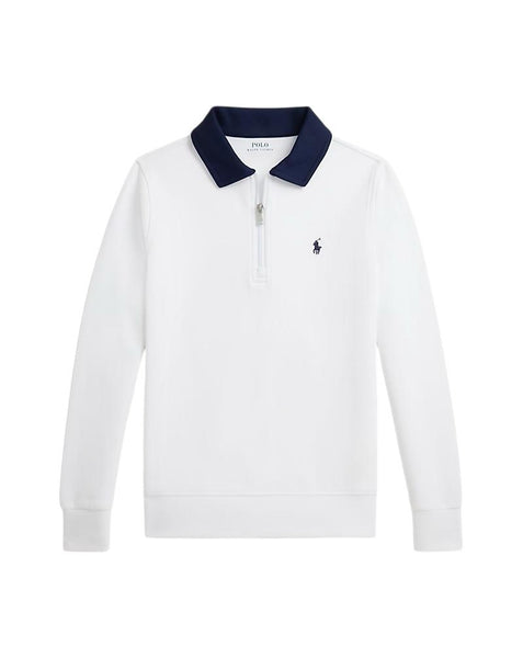 Felpa bianca con colletto blu per bambino Ralph Lauren Kids 323A95759002 WHITE 
