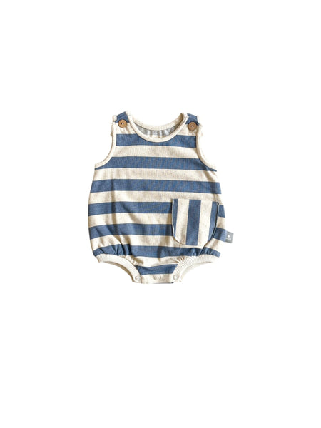 Tuta corta a righe ecrù e indaco per neonato Snug 933AQ6S108G49 0037 