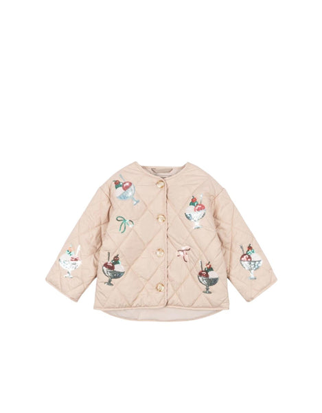 Giubbino trapuntato beige con paillettes per neonata e bambina Konges slojd KS104811 GELATO 