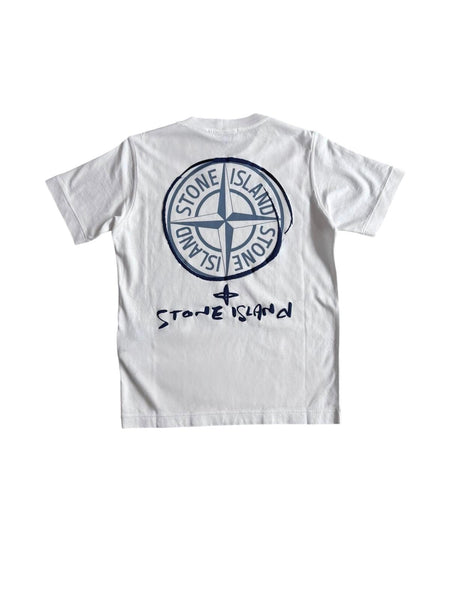 T-shirt bianca con stampa per neonato e bambino Stone Island L1S162100009 S0377 V0001 