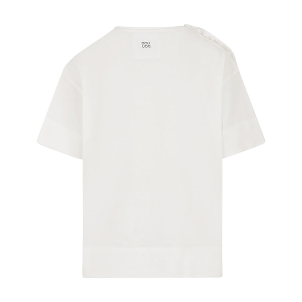 T-shirt bianca con applicazione floreale per bambina Doudou DY8A61 101 