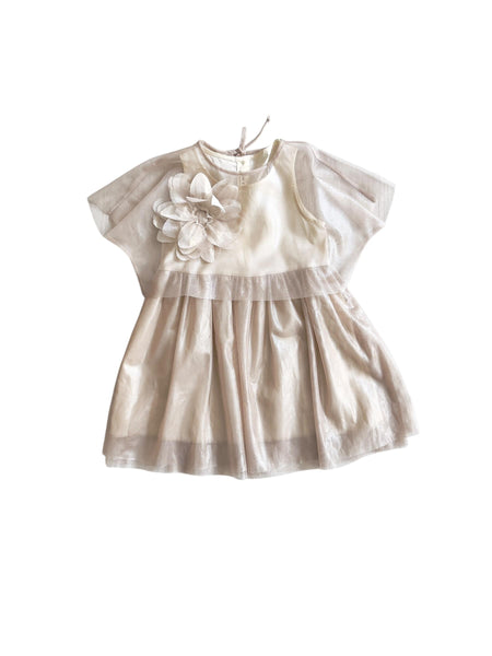 Abito oro in tulle con fiore per neonata e bambina Zhoe & Tobiah TUU1 324 