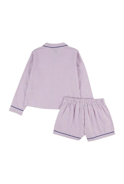 Pigiama rosa e bianco a righe per bambina Ralph Lauren Kids 4P0285 PFD 