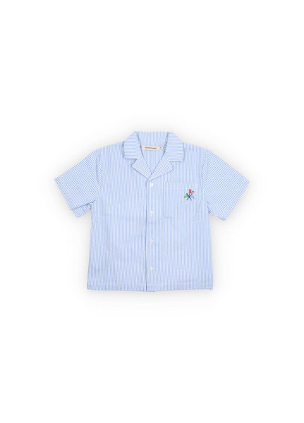 Camicia a righe bianche e celesti per bambino The New Society ALMOND SHIRT VISTA BLUE 