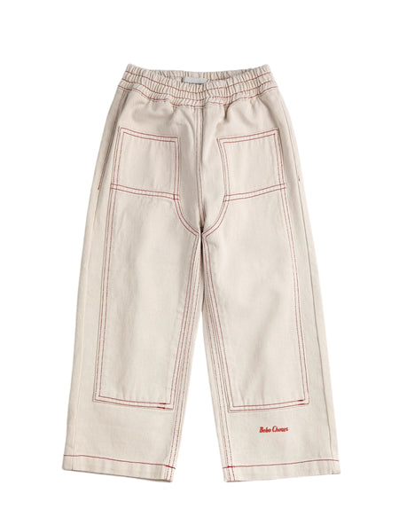 Jeans in denim panna con cuciture a contrasto per neonato e bambino Bobo Choses B126AC094 UNI 