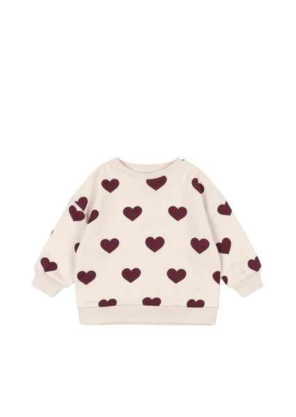 Felpa rosacon stampa cuori all over per neonata e bambina Konges slojd KS104346 COEUR 