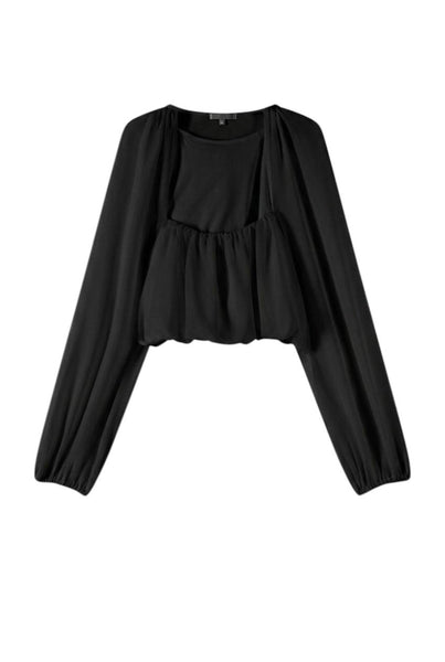 Blusa nera semitrasparente per bambina Patrizia Pepe 7C0276 K103 