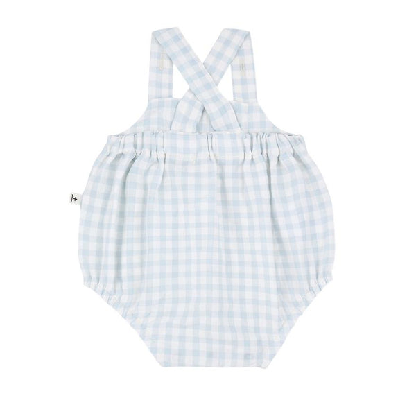 Salopette check bianco e azzurro per neonato 1+ more in the family PATRAS MISTY-BLUE 